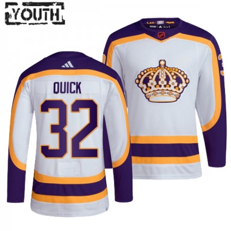 Los Angeles Kings Hockeydrakt Jonathan Quick 32 2022-23 Hvit Reverse Retro 2.0 Adidas Authentic - Barn